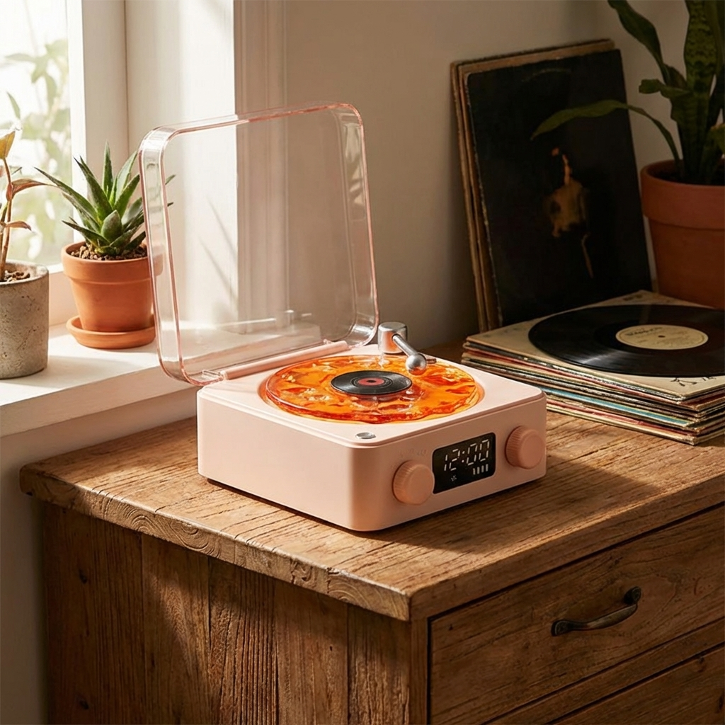 Retro White Noise Bluetooth Speaker - Sleep Sound Machine with LED Light & 360° Surround Sound