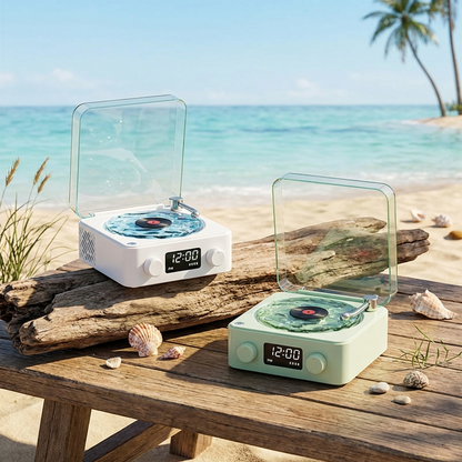 Retro White Noise Bluetooth Speaker - Sleep Sound Machine with LED Light & 360° Surround Sound